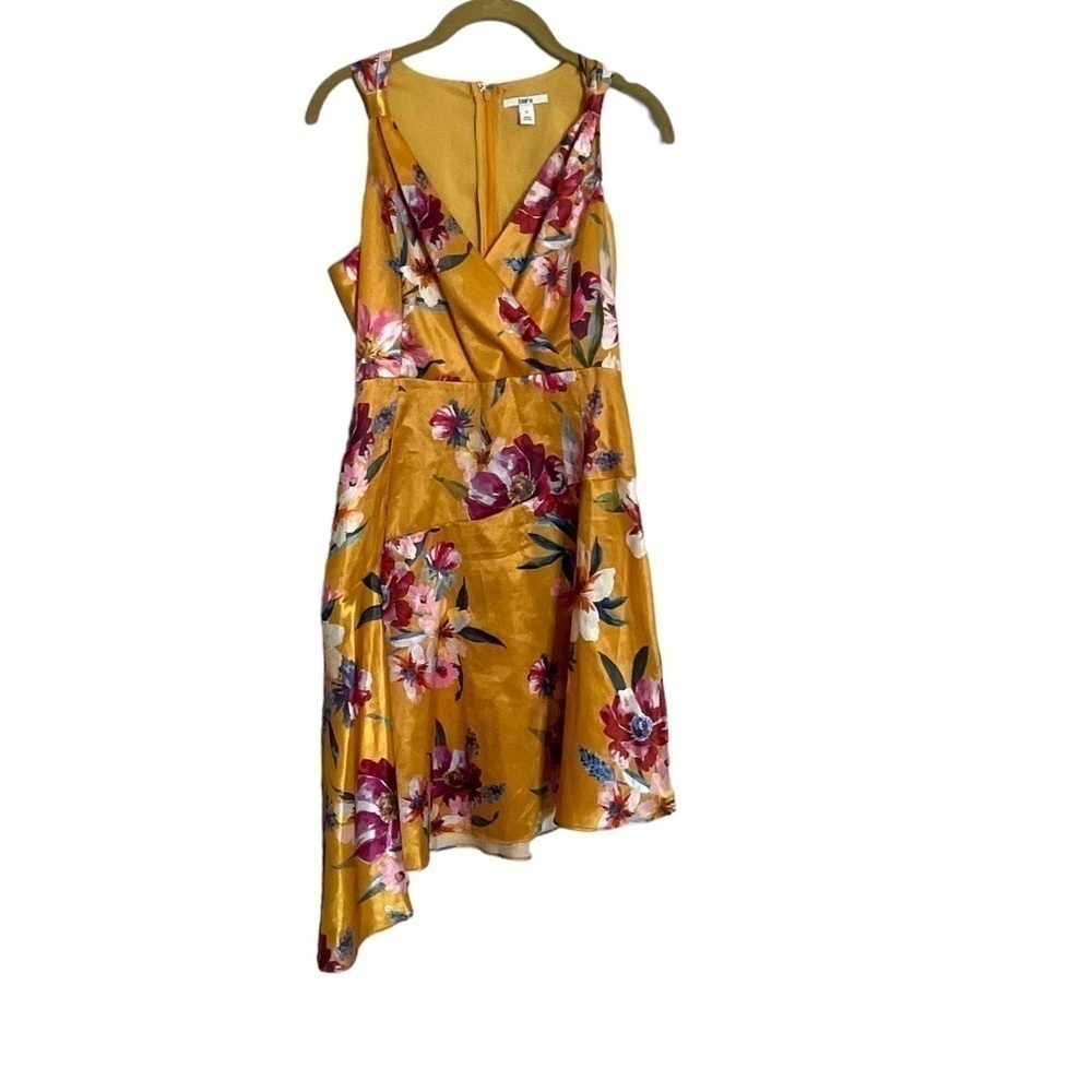 Bar III Yellow Floral V Neck Midi Dress 0